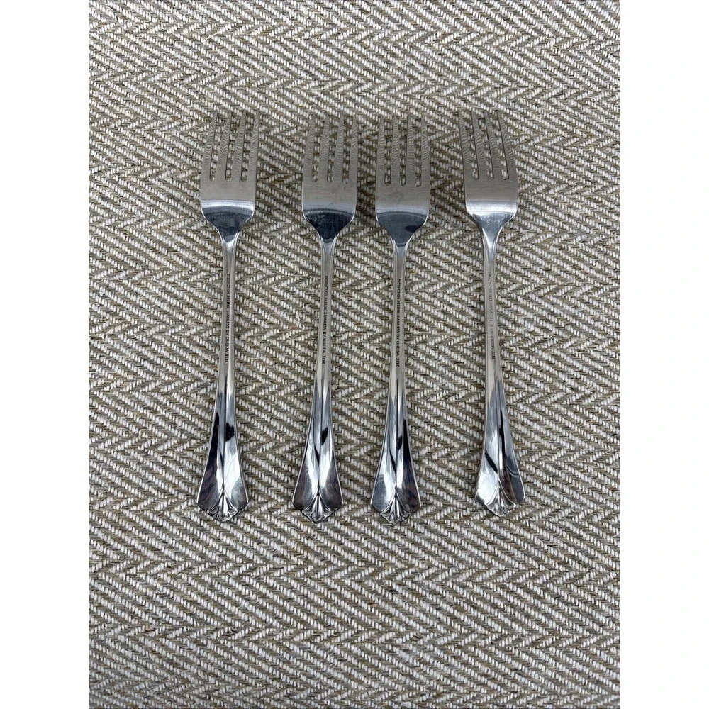 Oneida Golden Royal Flute Set 4 Dinner Forks Community Stainless Flatware Lot